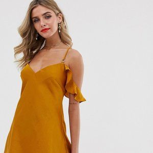 Free People Gold Satin Mini Dress